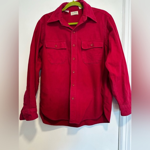 VTG 80’s/90’s LL Bean Chamois Cloth Shirt Men’s Size 16 Medium Red Heavyweight - Picture 1 of 10